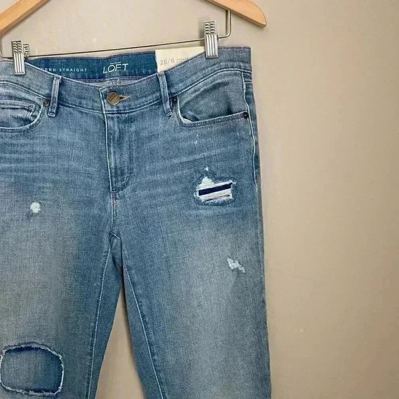 Loft Modern Straight Distressed Jeans Size 6 - Picture 4 of 12